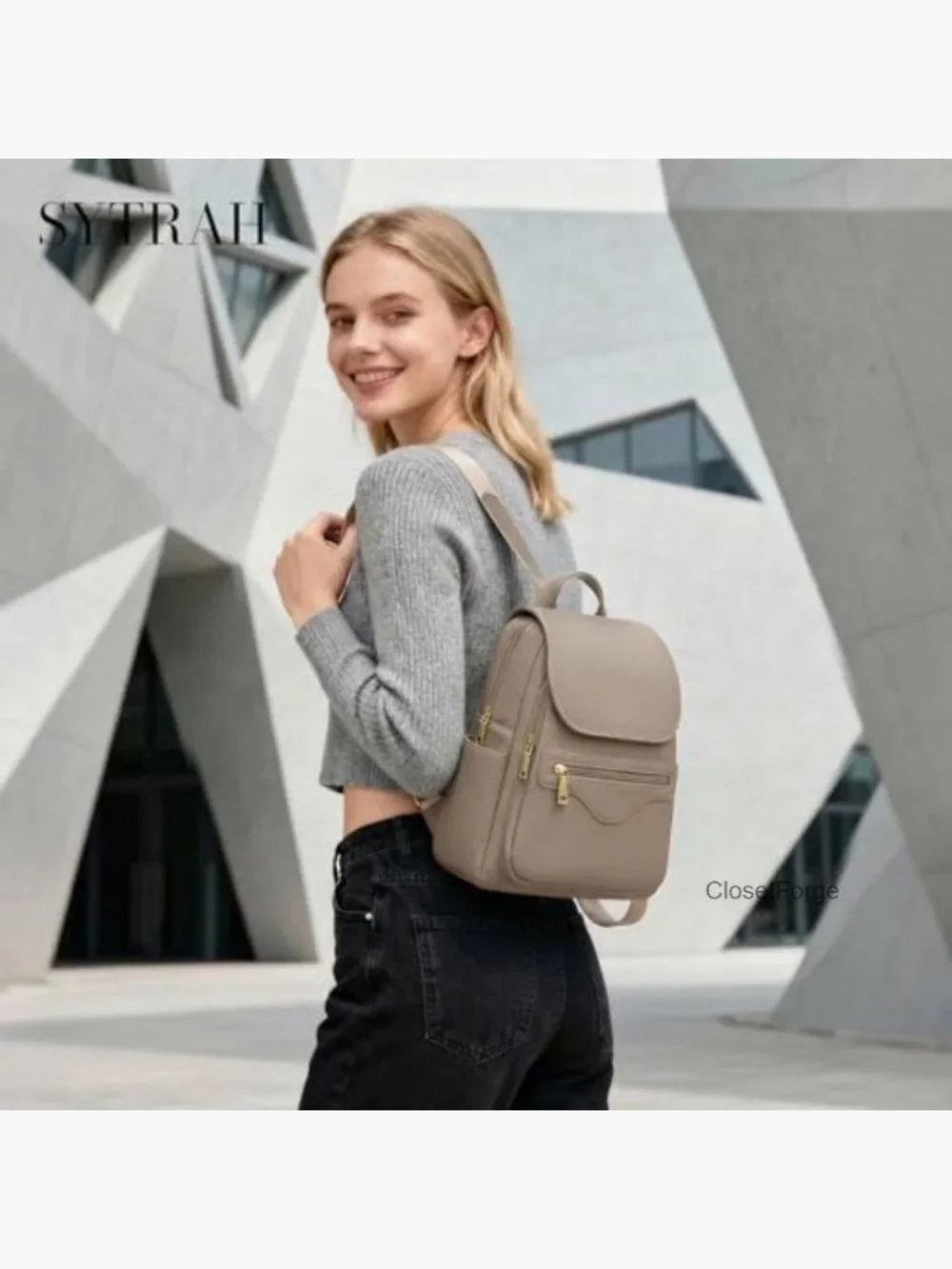 Small Vegan Leather Backpack with RFID Wallet & Tablet Sleeve